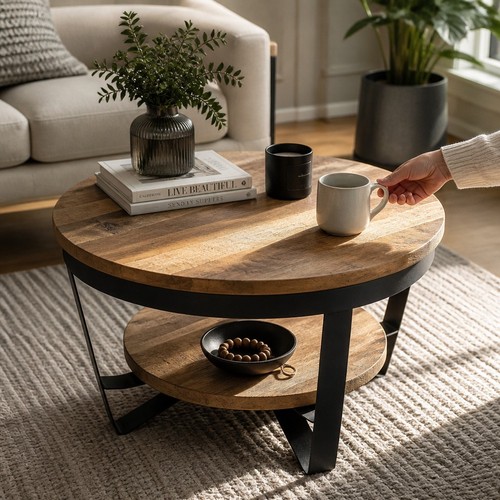 65cm solid wood - 65cm, round