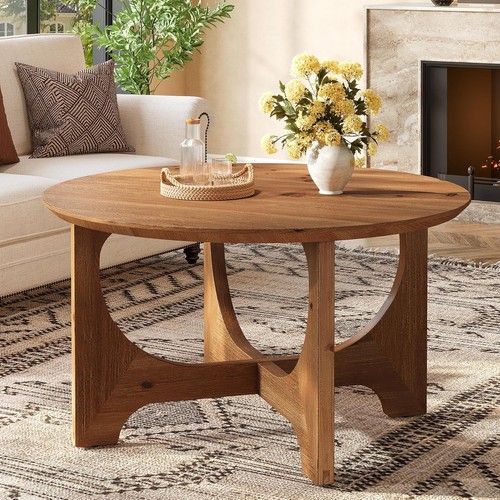 Solid wood round coffee - solid,
