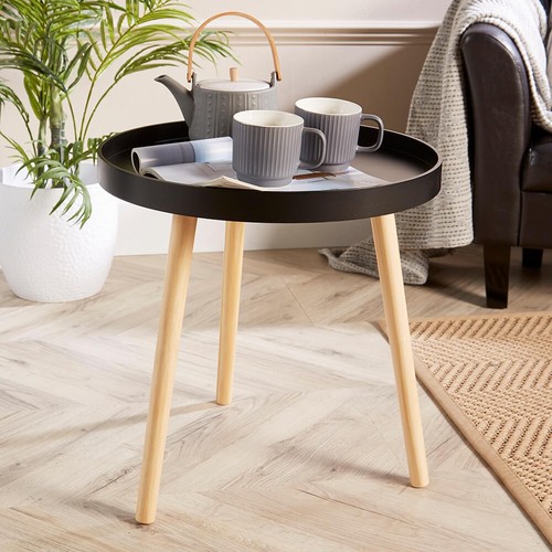 Black round coffee table - black,