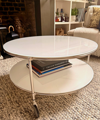 Round white glass - white, coffee