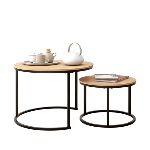 Black round coffee table - black,