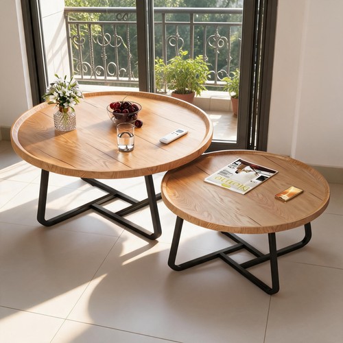 Round coffee table - round,