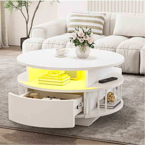 Round coffee table - coffee,