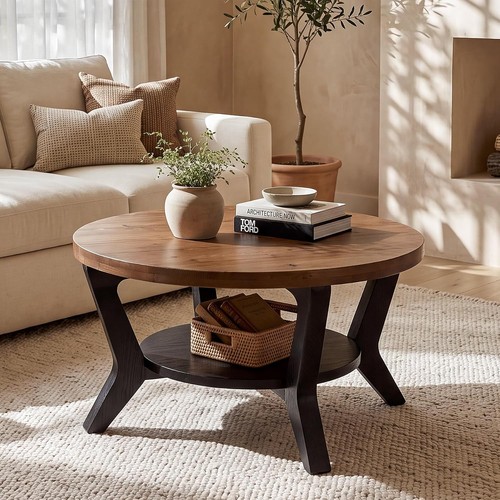 Solid wood round - 31.5", coffee