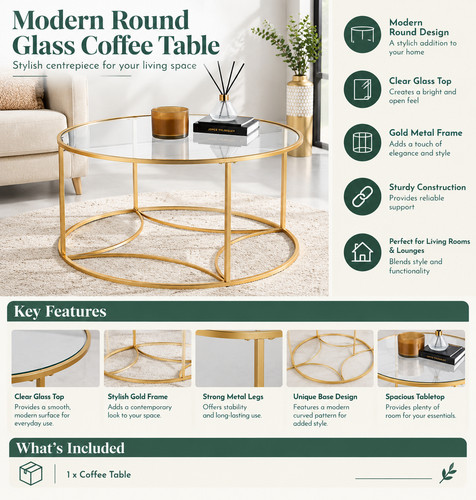 Round coffee table tempered - round,