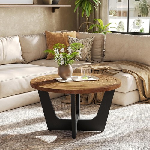 Round solid wood - wood, coffee