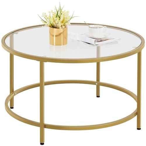 Round coffee table - coffee, tempered