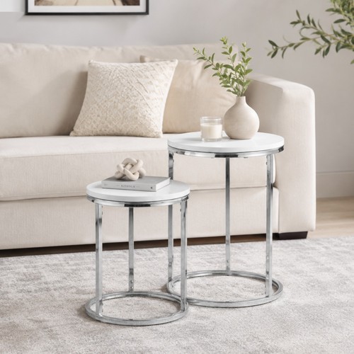 White high gloss round nest - white,