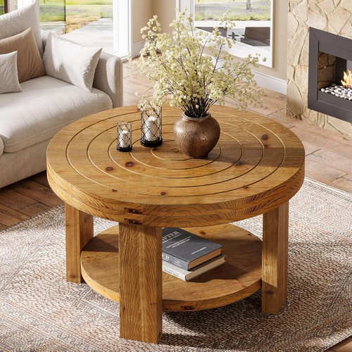 80cm solid wood round coffee - solid,