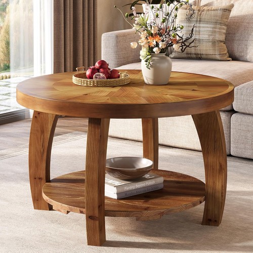 Solid wood round coffee table - wood,