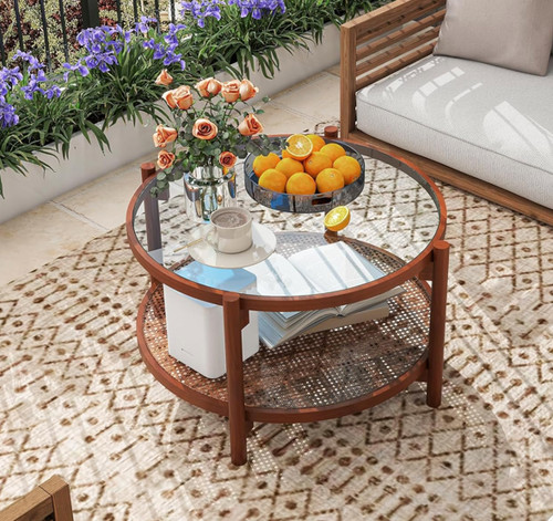 Wooden coffee table round - table,