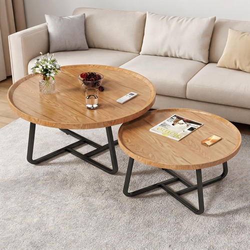 Round coffee table set - table,