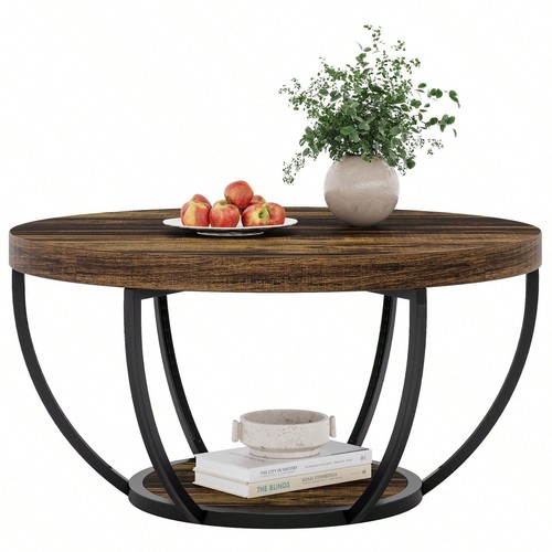 Round coffee table industrial - round, table,