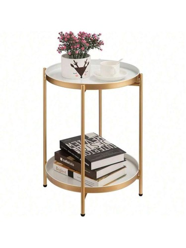 Round side table tier metal - side,