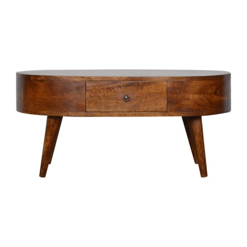 Chestnut rounded coffee table - chestnut,