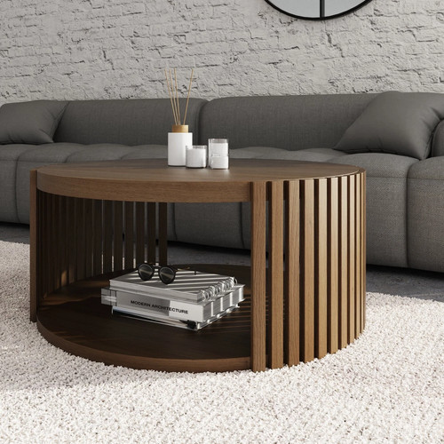 Round coffee table walnut - table,