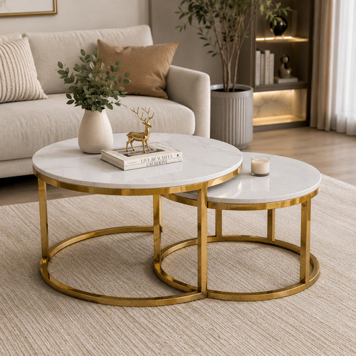 Glossy round nesting coffee - glossy,