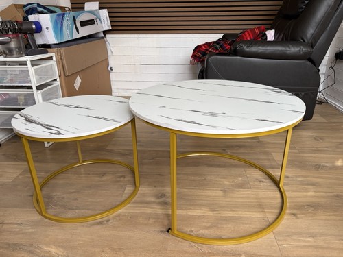 Coffee table round white - coffee,