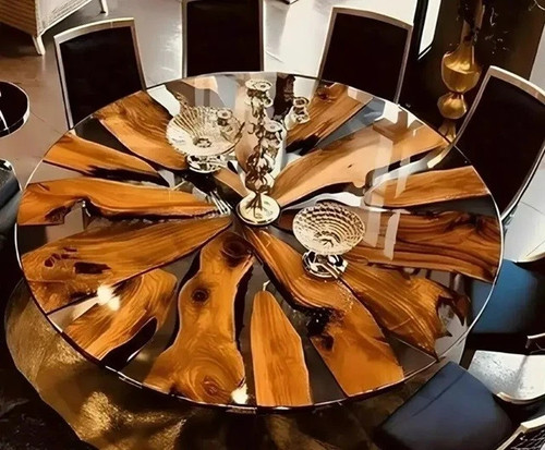 Round clear epoxy coffee table - coffee,