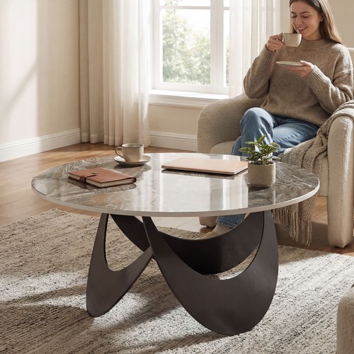 Homcom coffee table sintered - coffee,