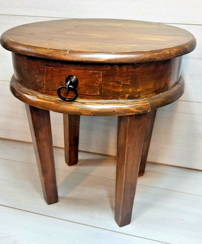 Rustic solid wood round side - round,