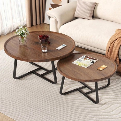 Round coffee table set 2 - coffee,