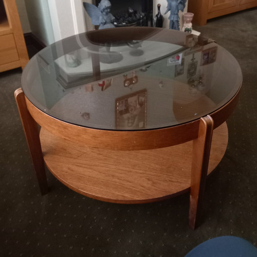 Round glass top coffee table - top,