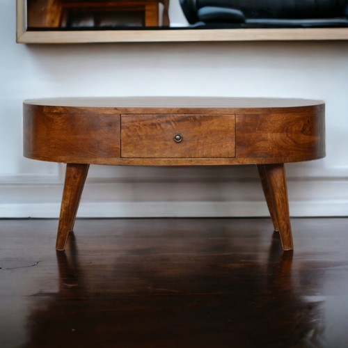 Coffee table dark wood round - coffee,