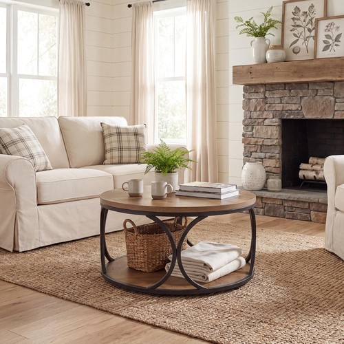 Round coffee wood table - coffee,