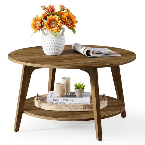 Tier round coffee table with - tier,