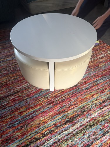 White round coffee table set - white,