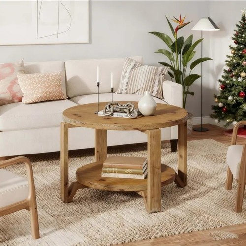 Solid wood round - round, coffee