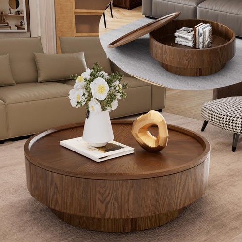 Round drum coffee table with - coffee,