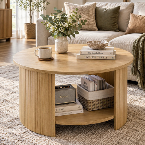 Round coffee table - oak, 80cm
