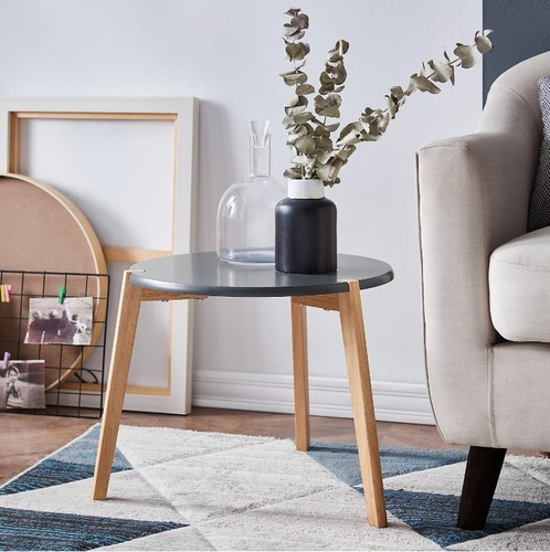 Side table round dark - side,