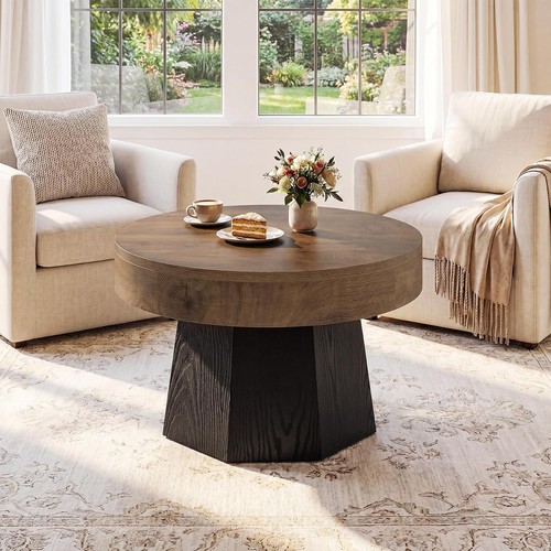Solid wood round coffee table - solid,
