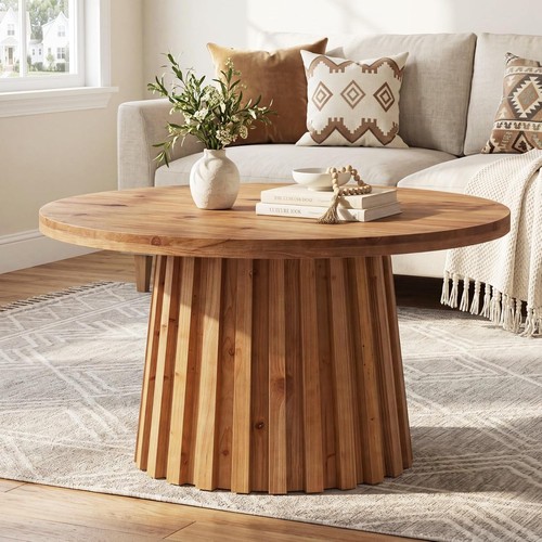 80cm solid wood round coffee - wood,